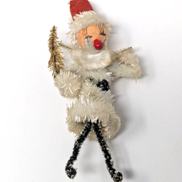 Vintage 50s Christmas Ornaments Japan Spun Cotton Pipe cleaner Felt Putz Lot 9 - Picture 6 of 16